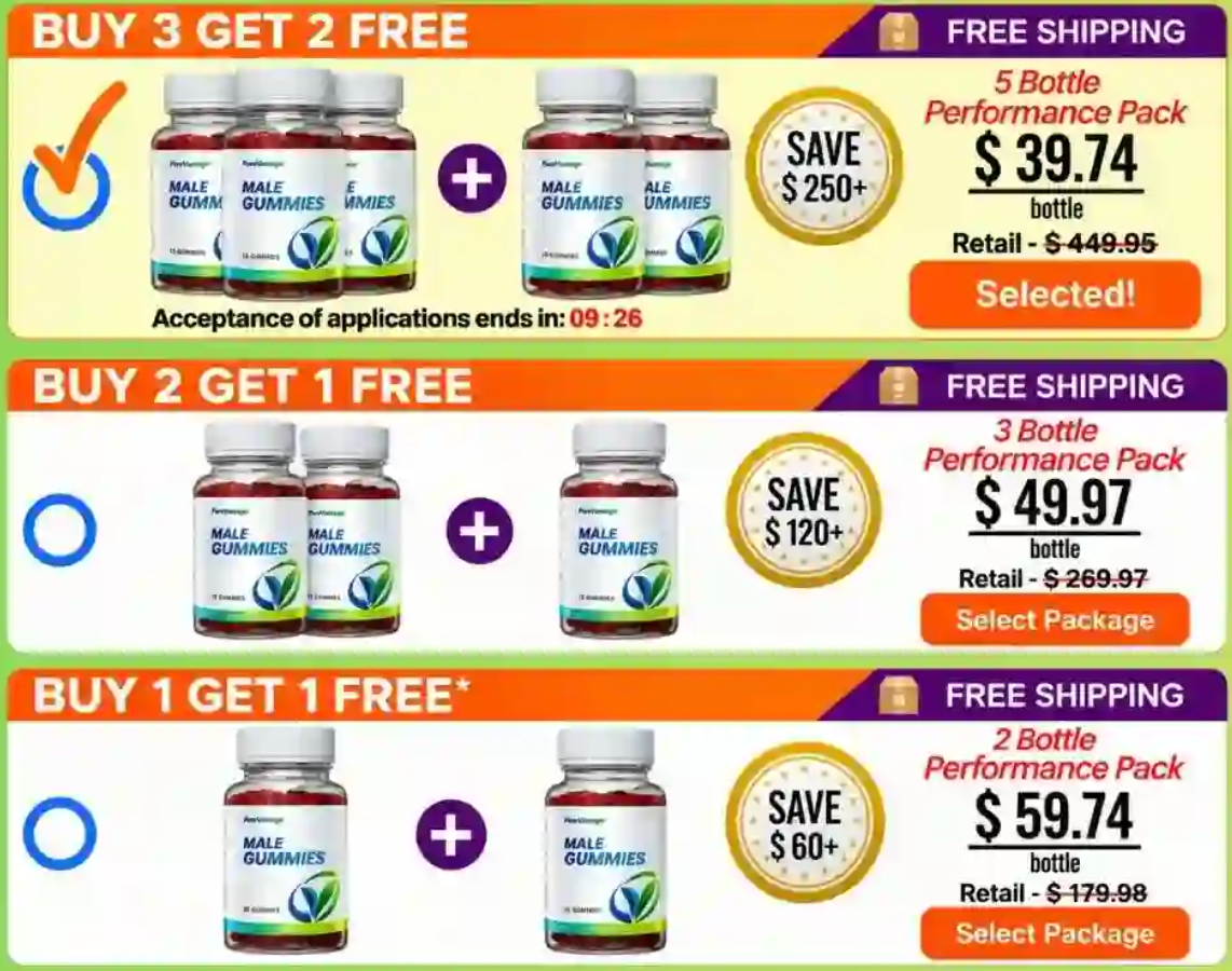 Pure Vantage Male Gummies pricing packs
